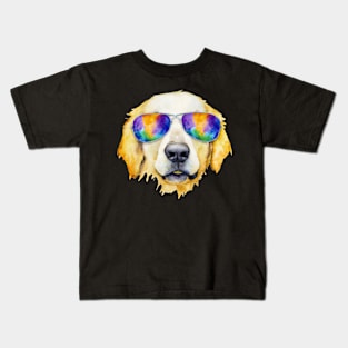 Golden Retriever Wearing Glasses Kids T-Shirt